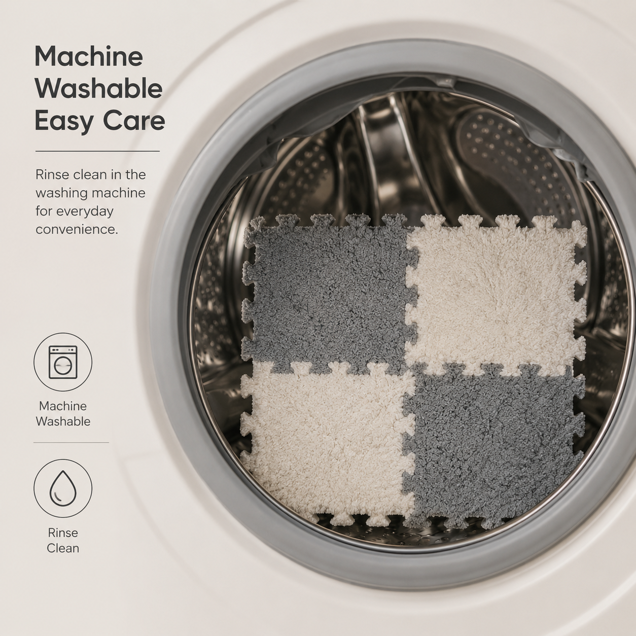 Machine washable CloudSoft Checkerboard Floor Tiles for easy everyday cleaning