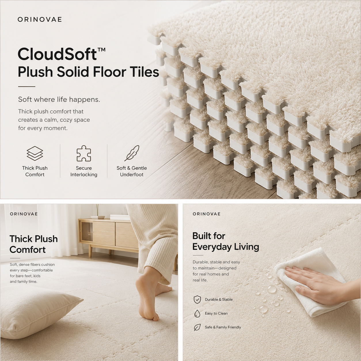 CloudSoft Solid Floor Tiles soft interlocking foam floor tile product image
