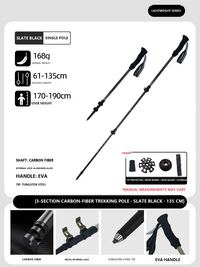 Slate Black / Up to 190 cm / Pair (2 Poles)