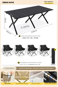 Large Black Table + 4 Jet Black Chairs